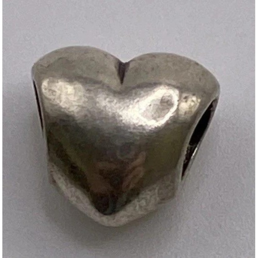Pandora Sterling Silver Puffy Heart Charm Hammered 790137‎ ALE S925 Silver